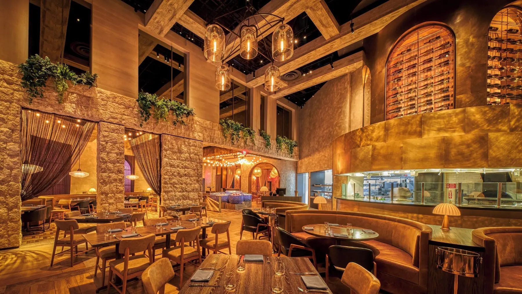 Warm modern restaurant interior at Caesars Palace