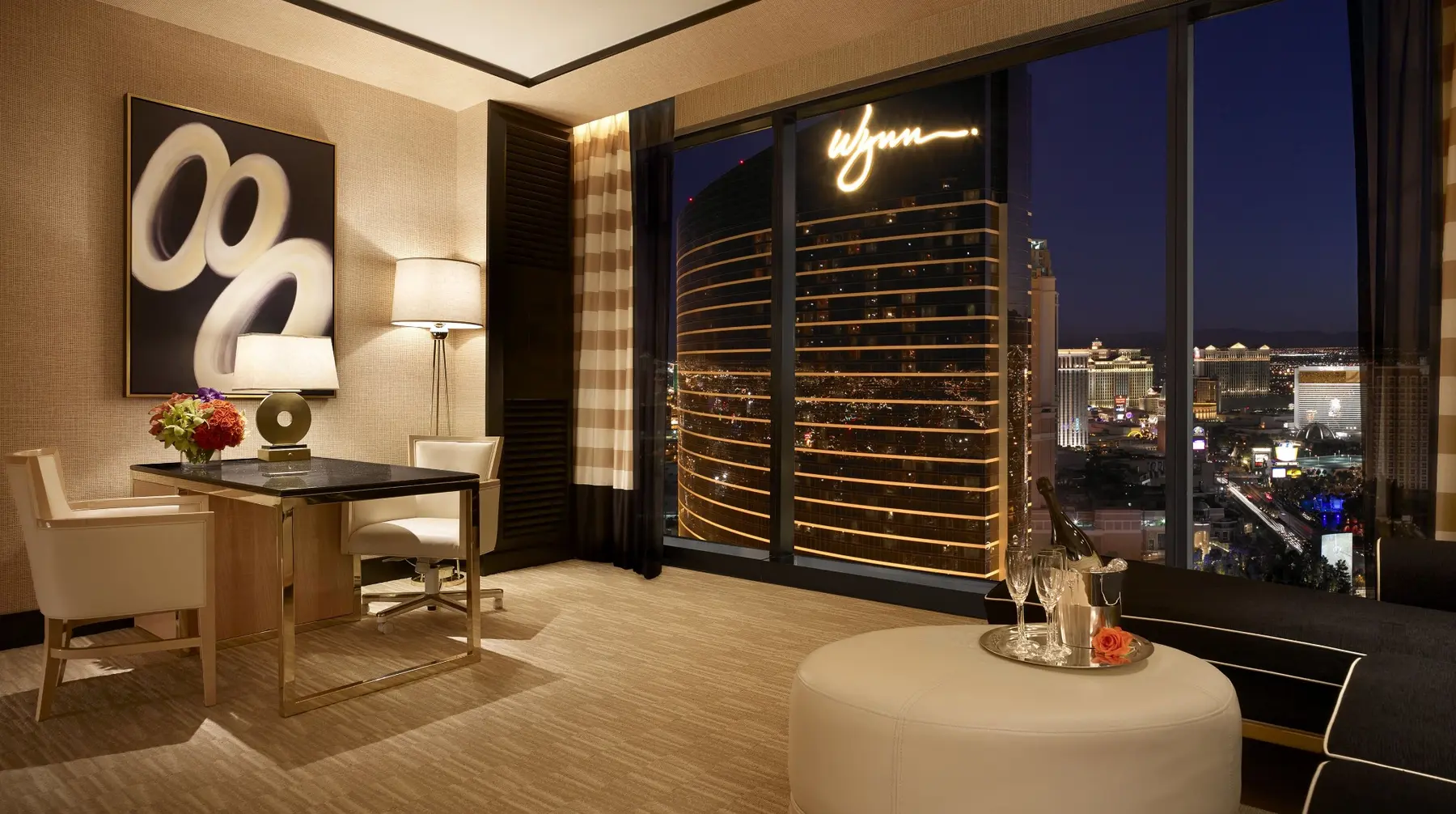 Encore at Wynn room with floor-to-ceiling Las Vegas views
